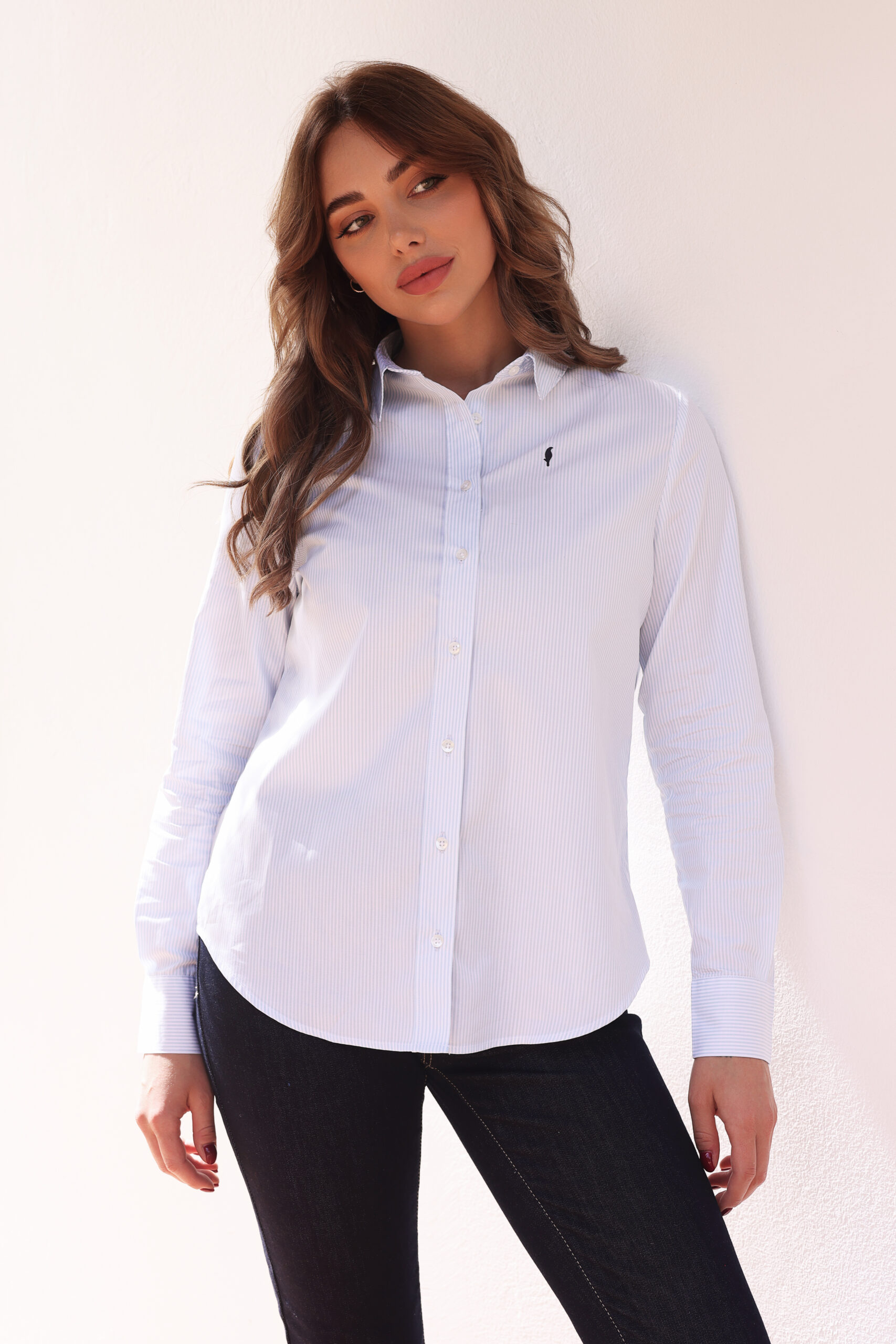 Chemise Amira blanc rayée bleu 4