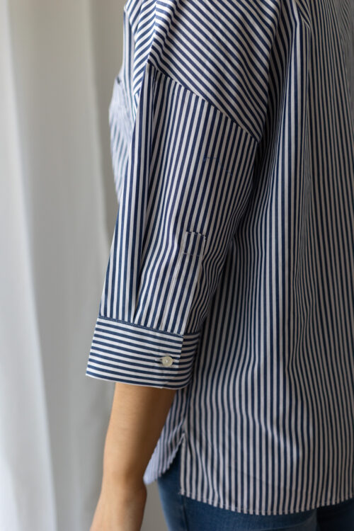 Chemise Leyla rayée - Blanc rayé bleu marine
