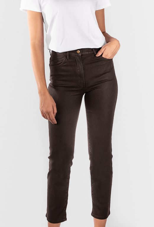 Pantalon effet cuir marron 2