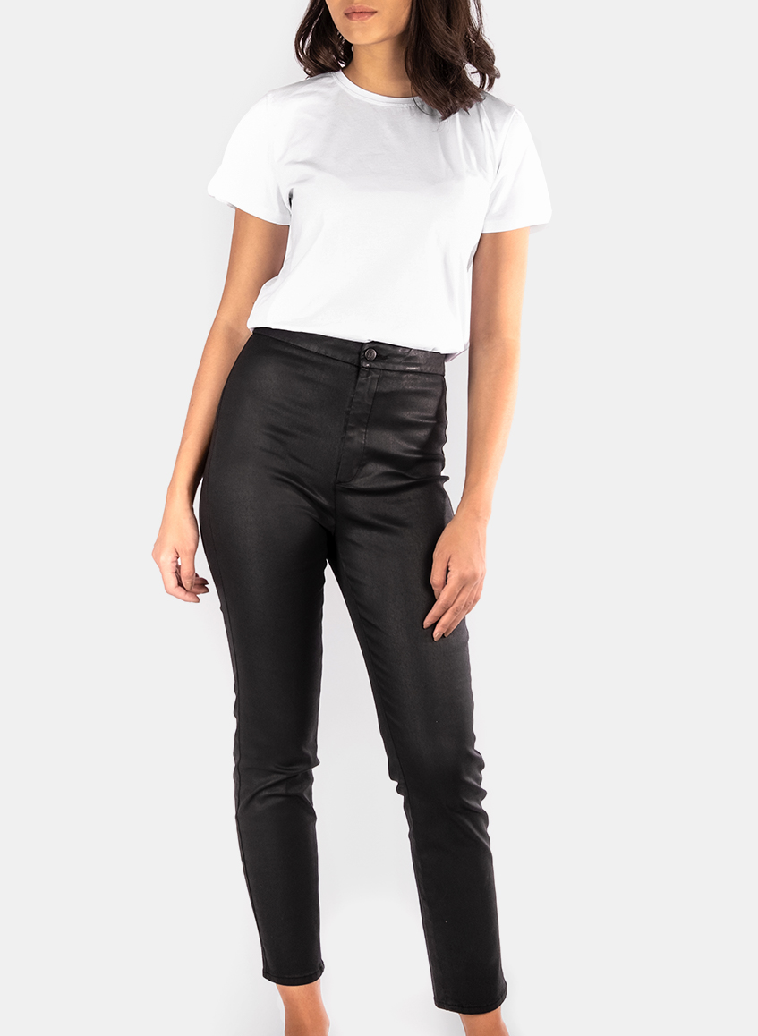 Pantalon effet cuir noir 2